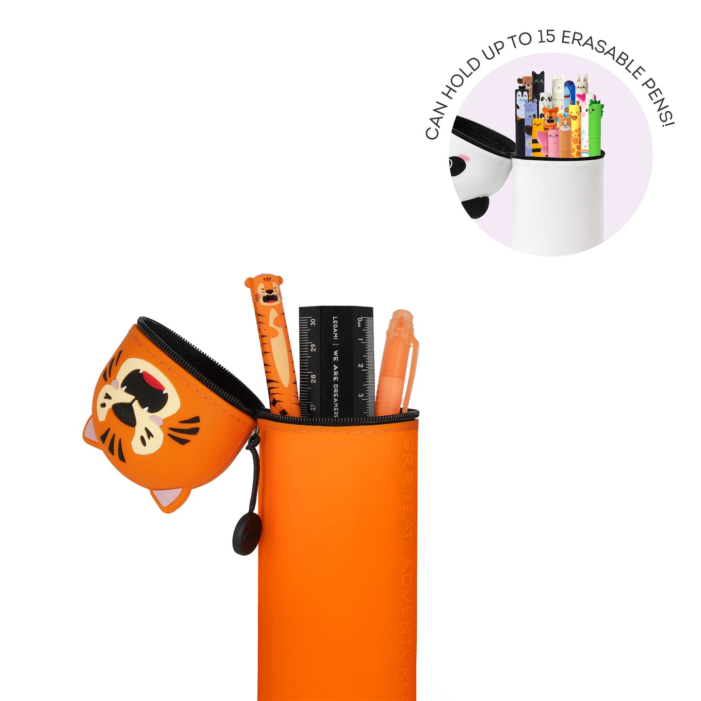 Legami 2-in-1 Silicone Pencil Case - Tiger