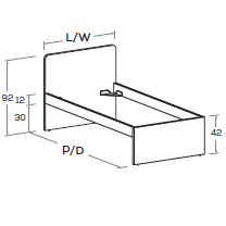 Technical drawing of a rectangular object with dimensions labeled