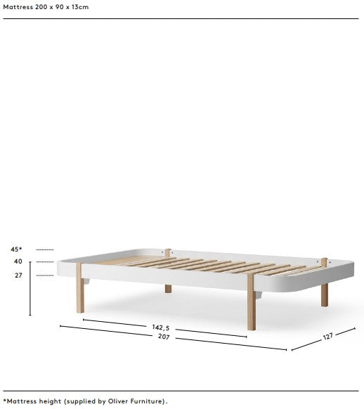 Oliver Furniture Wood Lounger Bed 120 - Oak
