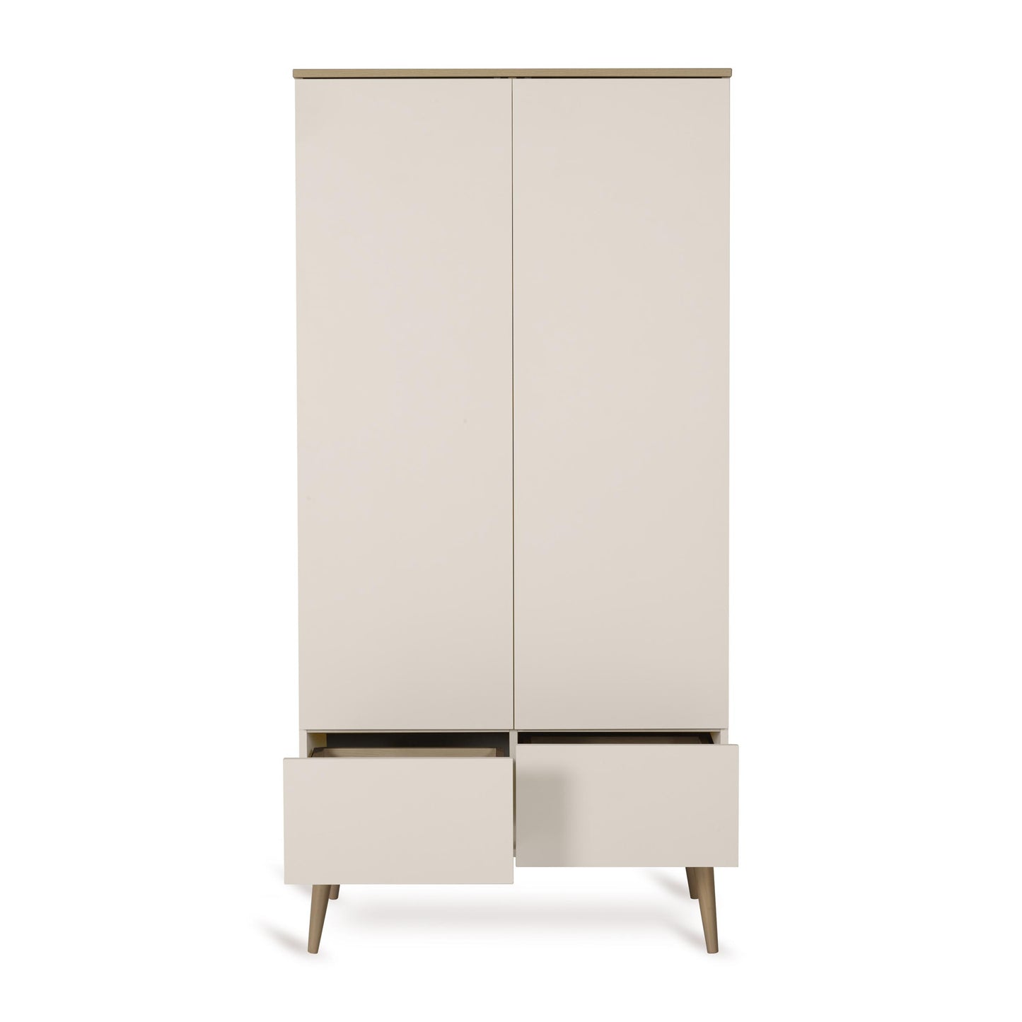 Quax Flow 2 Door Wardrobe in Clay — interior view