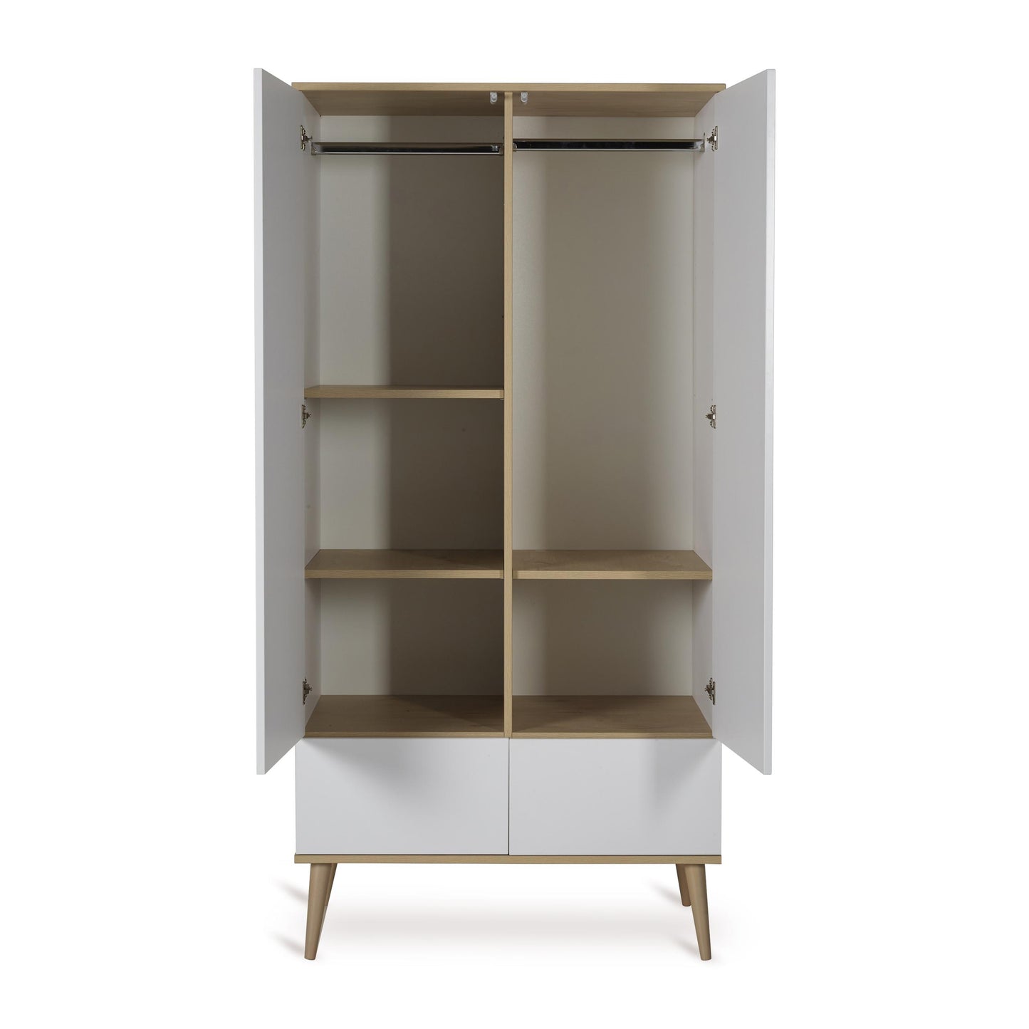 Quax Flow 2 Door Wardrobe in White — angled view