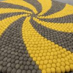 Candy Pop Felt Ball Rug - Mustard and Grey