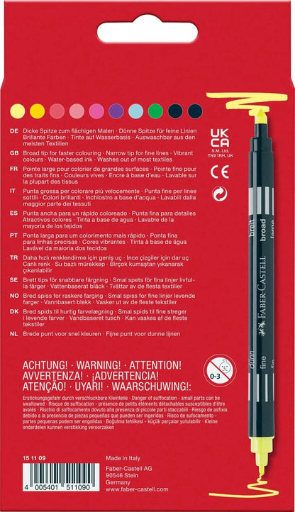 Faber-Castell Double Fibre Tip Pen Neon - 10 Pens