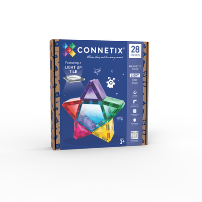 CONNETIX 28 Piece Light Star Pack – Magnetic Light-Up Building Tiles