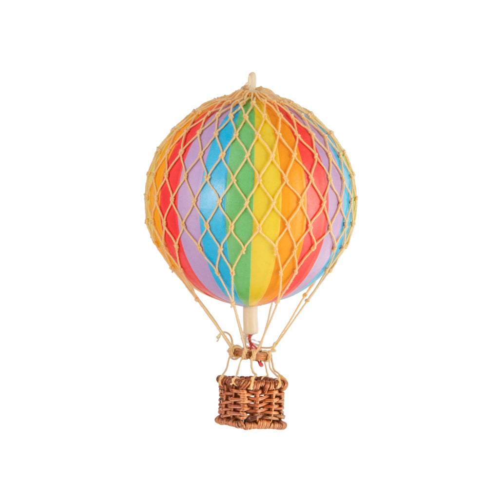 Colorful hot air balloon model on a white background