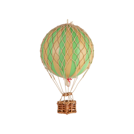 Green hot air balloon on white back ground