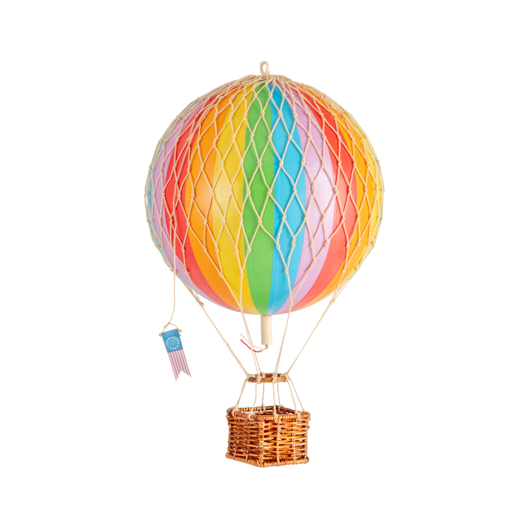 Colorful hot air balloon model on a white background
