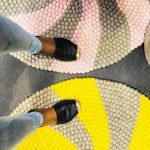Candy Pop Felt Ball Rug - Mustard and Grey