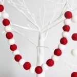 Red and White Christmas Garland-Pom Pom Garland-Felt ball garland