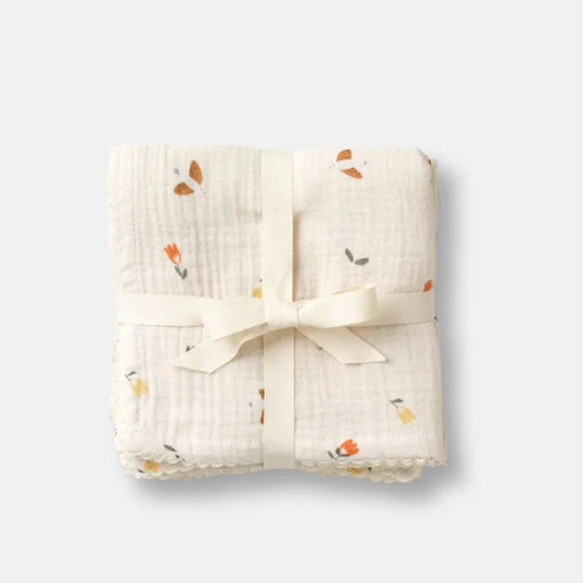 Muslin Baby Cloth with spring flowers
