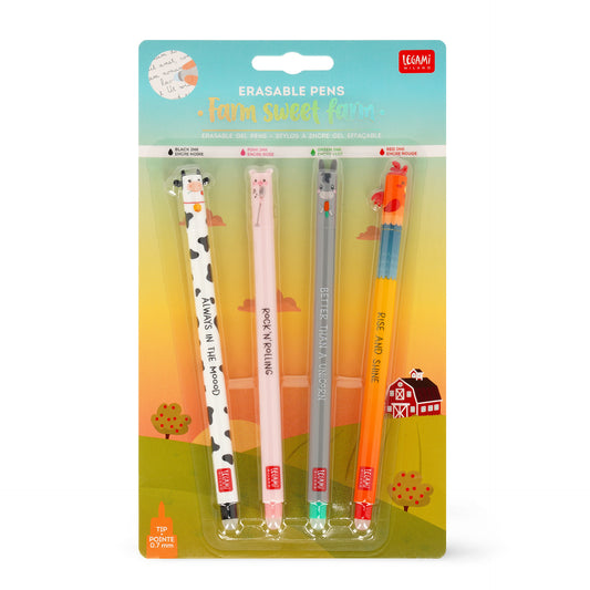 Legami Farm Sweet Farm Set of 4 Erasable Pens