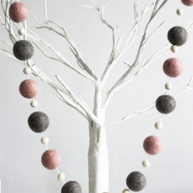 Pink, Grey and White Nursery Decor, pink and grey felt ball pom-pom garland,