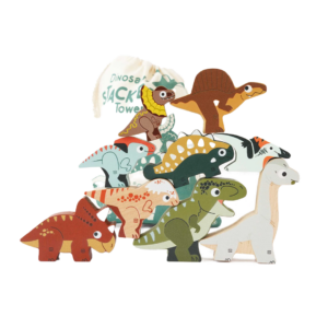 Set of colorful dinosaur toys on a white background