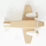 Wooden toy airplane on a white background
