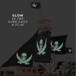 Glow-in-the-dark decals on a dark background