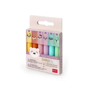 Legami Teddy Moods Mini Pastel Highlighters – Set of 6