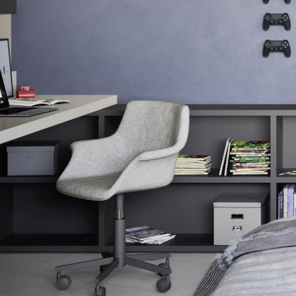 Grey upholstered desk chair 