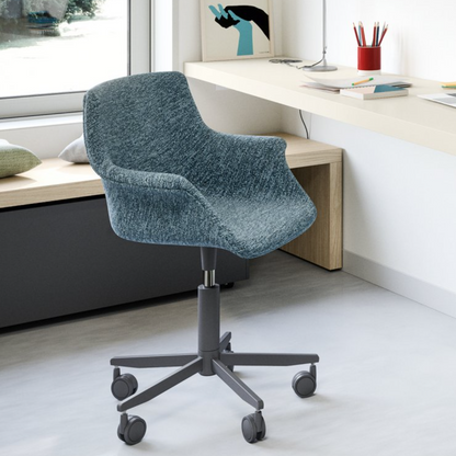 Blue padded desk chair
