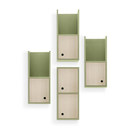 Nidi Green and wooden Wall Unit
