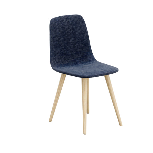 Children’s POD desk chair by Nidi featuring curved pod-shaped seat and natural wooden legs.
