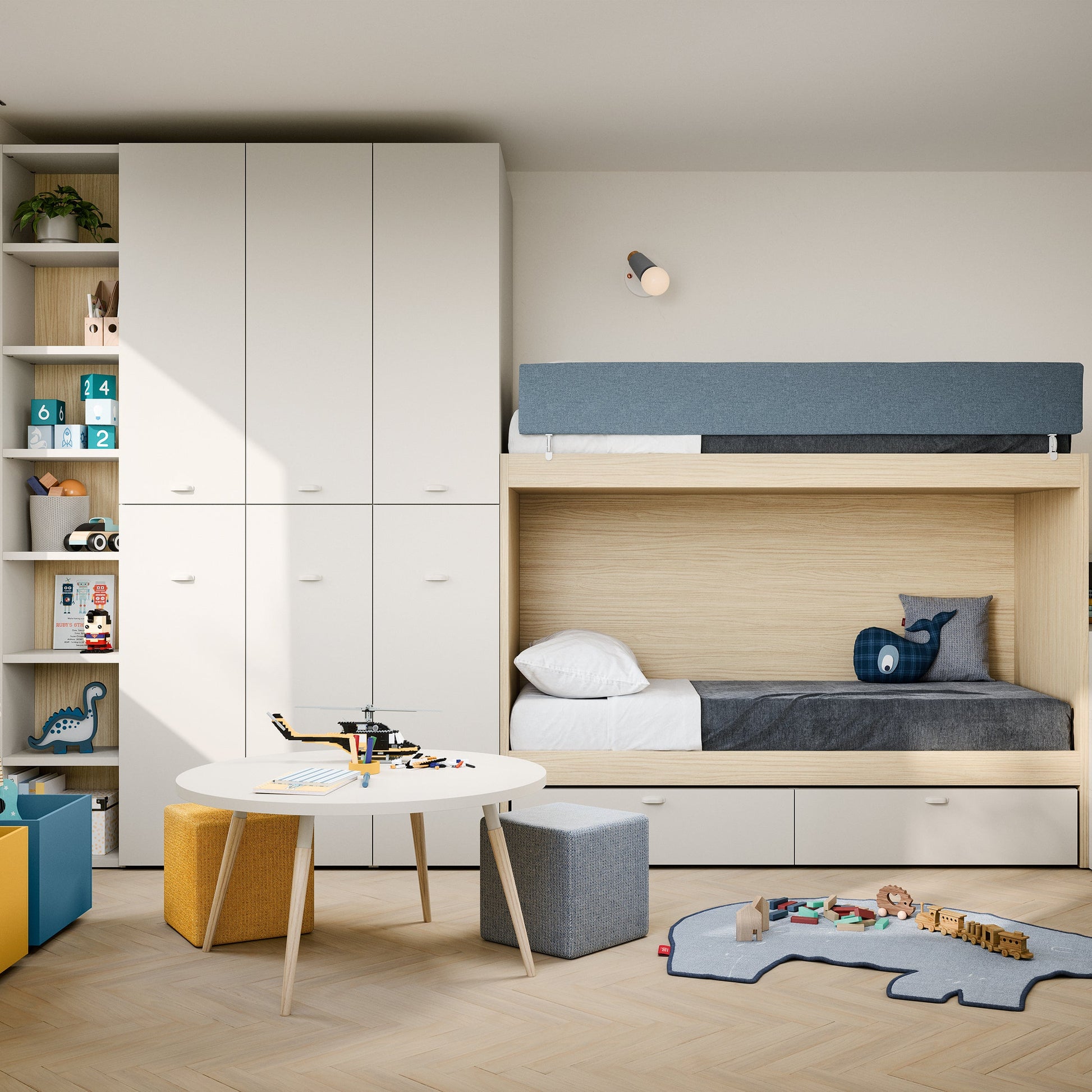 Modern children’s bedroom by Nidi with modular furniture and storage solutions
