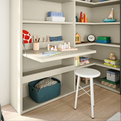 KIDS Corner bookshelf with various items including books, toys, and decorative objects.