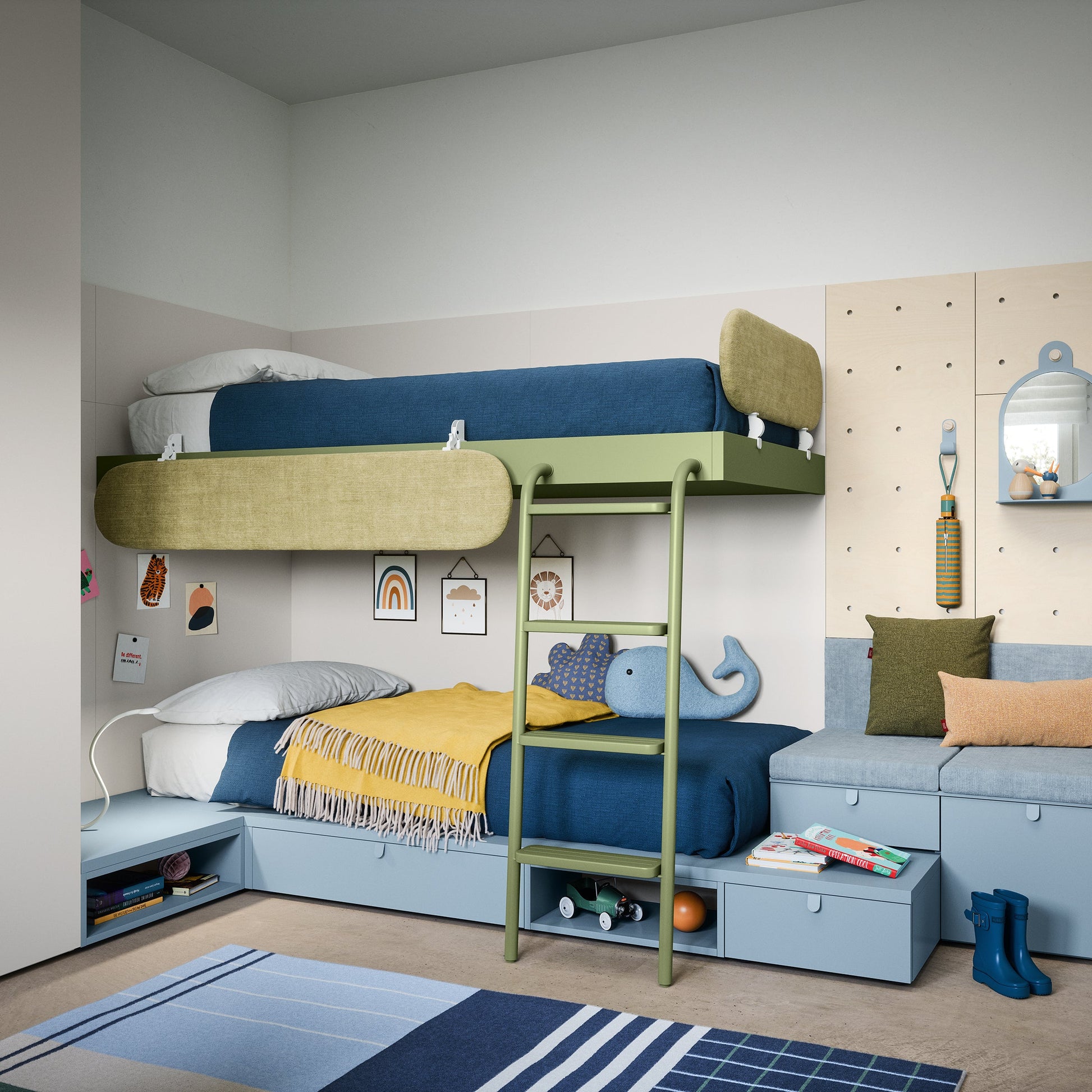 KIDS GREEN BUNKBED WITH STORAGE