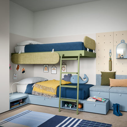 KIDS GREEN BUNKBED WITH STORAGE