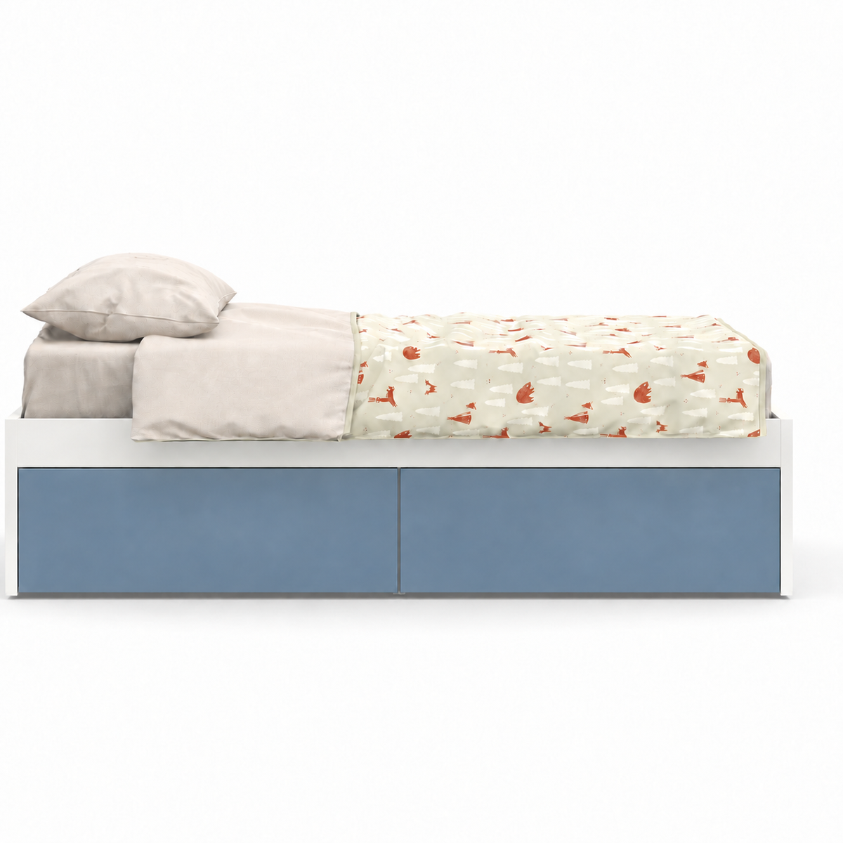 Nidi Kids Platform Bed with Pull Out Drawers on Wheels