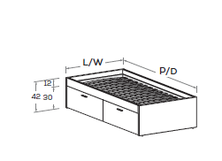 Technical drawing of a rectangular object with dimensions labeled