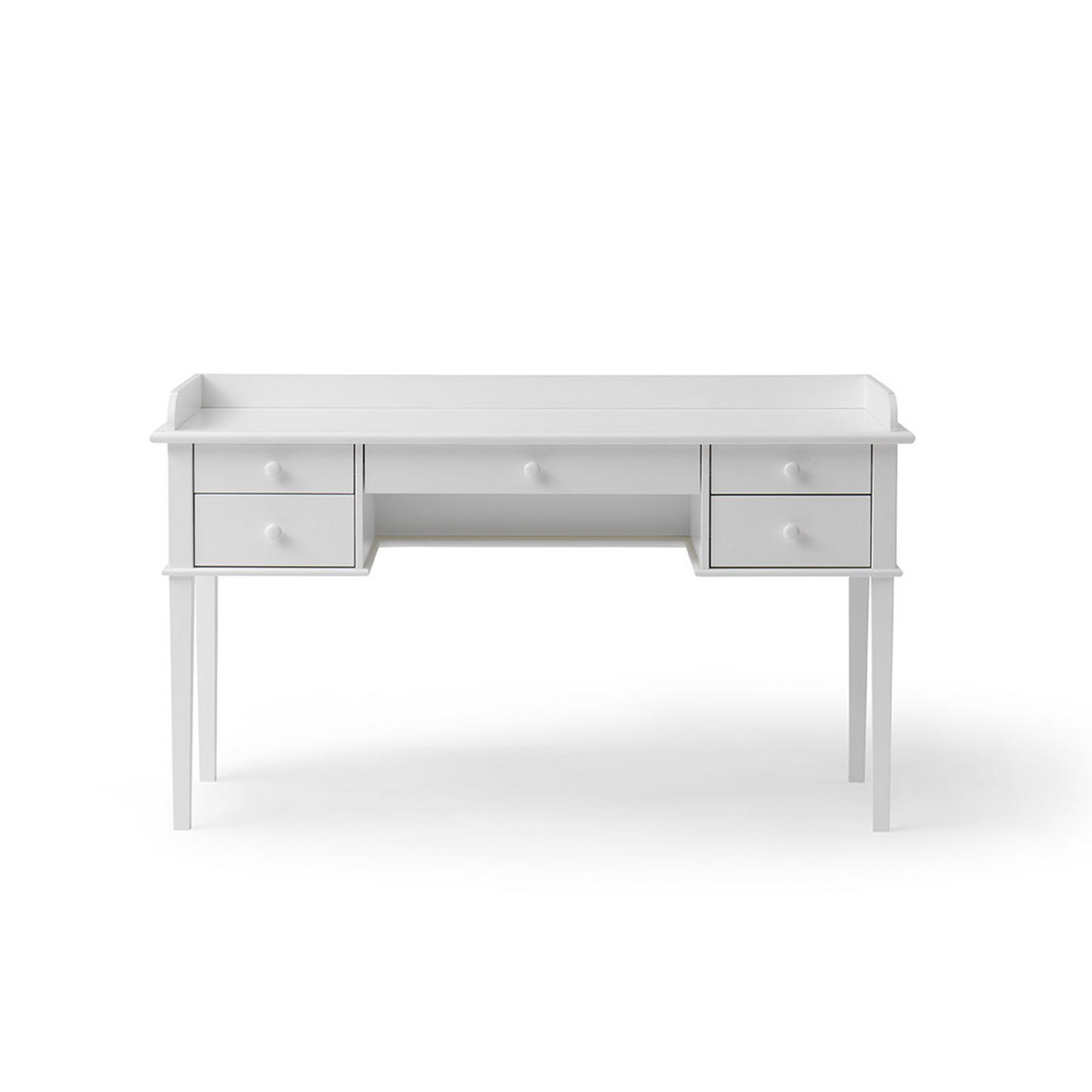 White desk with drawers on a white background