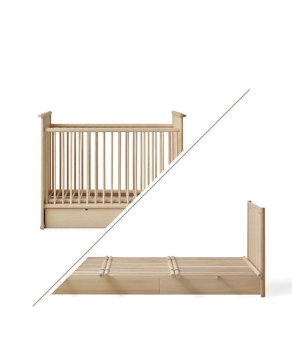 Camp Novel Convertible Cot & Bed (60×120 to 120×200 cm) - Oak