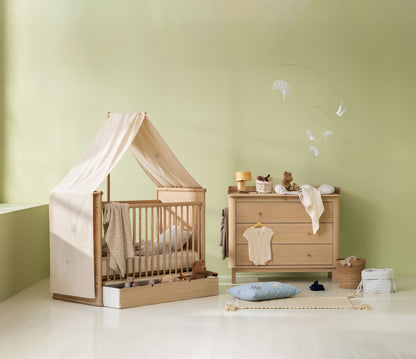 Camp Novel Convertible Cot & Bed (60×120 to 120×200 cm) - Oak