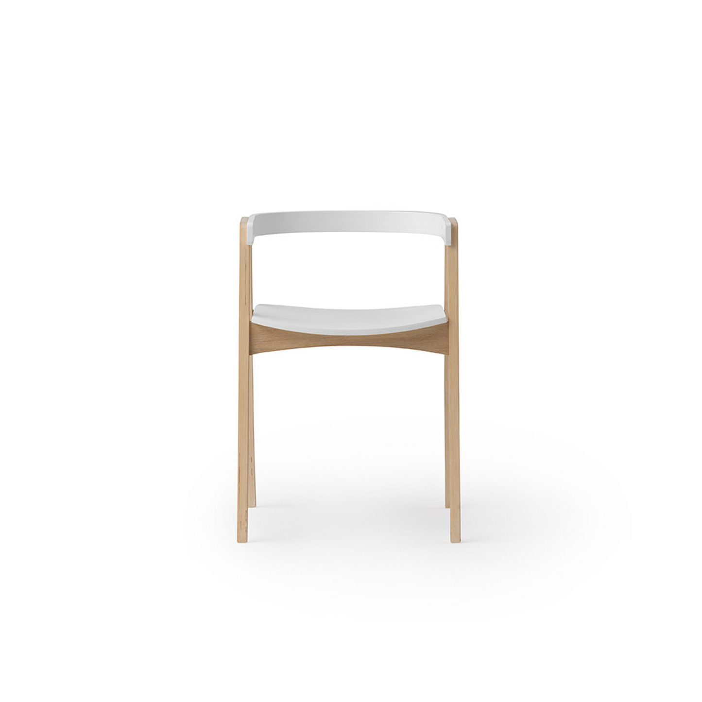 Modern chair with white seat and backrest on a white background