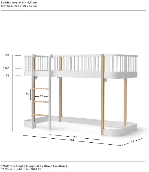 Oliver Furniture Wood Original Low Loft Bed – Oak
