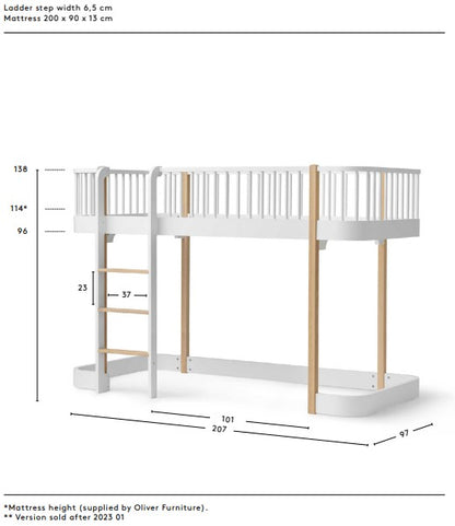Oliver Furniture Wood Original Low Loft Bed – Oak