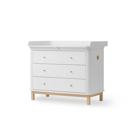 White dresser with CHANGING top on a white background