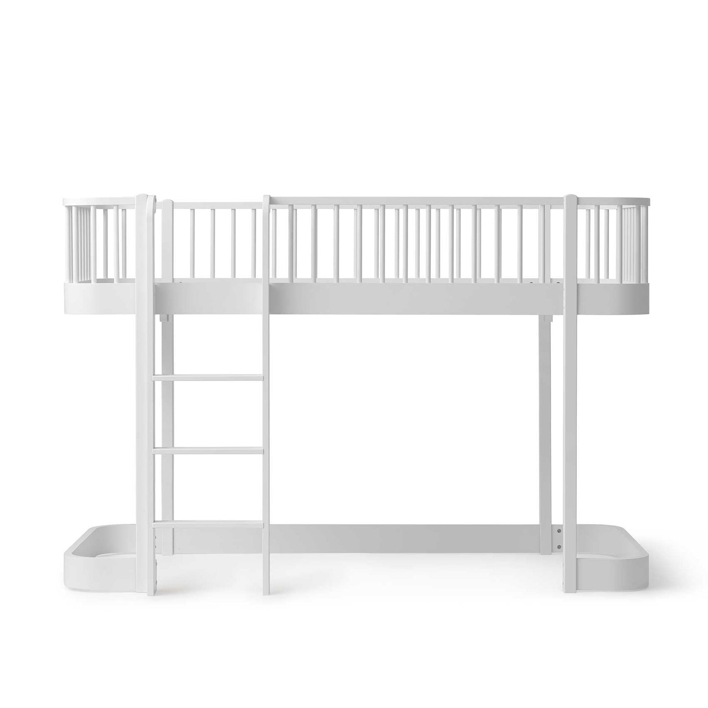 White loft bed with ladder on a white background