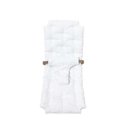 White baby toddler seat  with brown straps on a white background