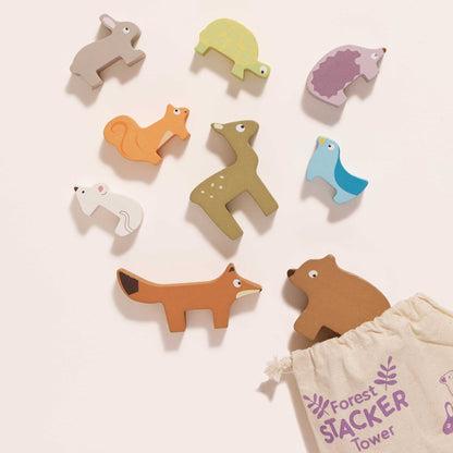 Le Toy Van Woodland Stacking Forest Animals & Bag