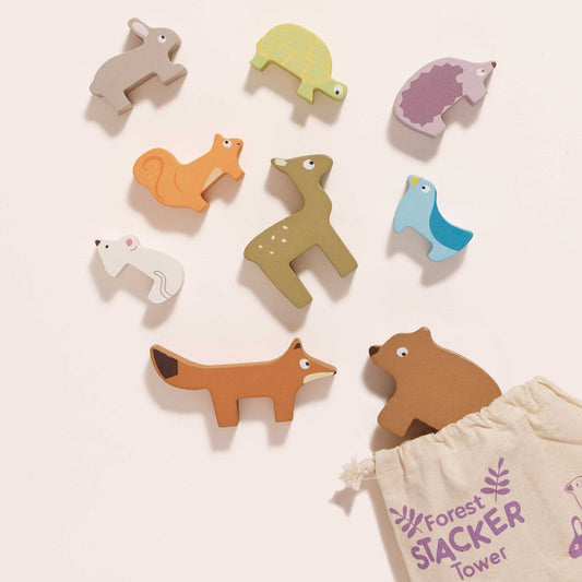 Le Toy Van Woodland Stacking Forest Animals & Bag