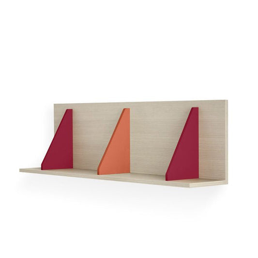 Kids Wall shelf with three colorful triangular shelves on a white background