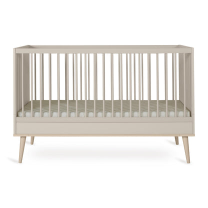 Quax Flow Cot Bed in Clay, 140 x 70 cm convertible nursery cot with slatted sides and solid beech legs