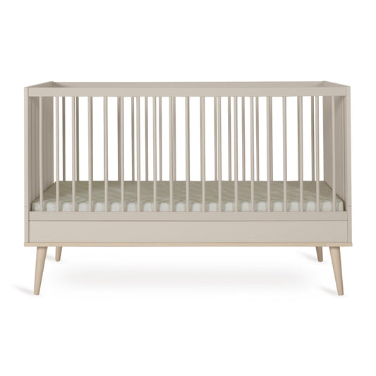 Quax Flow Cot Bed in Clay, 140 x 70 cm convertible nursery cot with slatted sides and solid beech legs