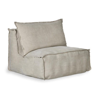 Quax Linen Lounger with Optional Armrest and Ottoman