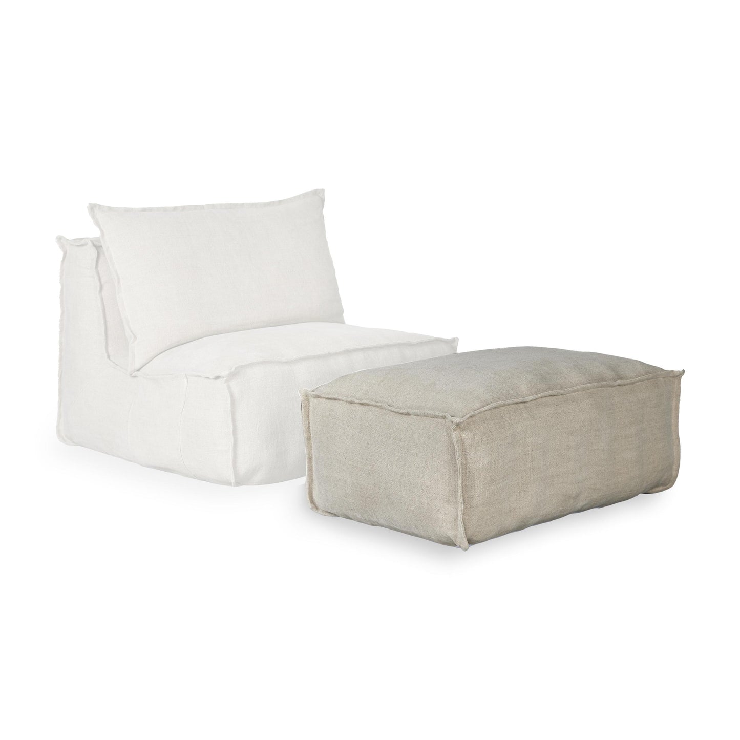 Quax Linen Lounger with Optional Armrest and Ottoman