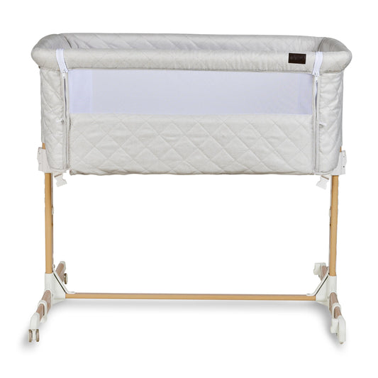 Co sleeper cradle by Quax in clay on wheels 