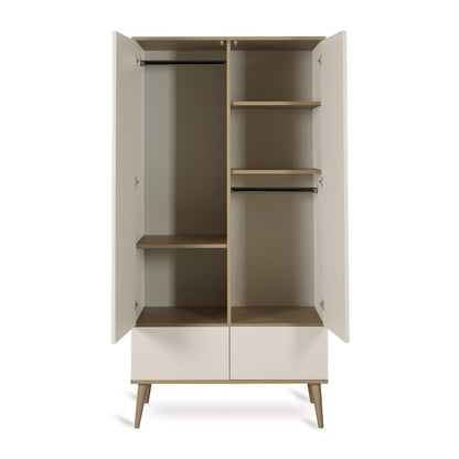 Quax Flow 2 Door Wardrobe in Clay — angled view