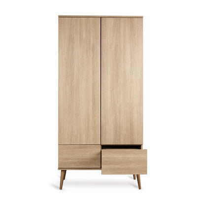 Quax Flow 2 Door Wardrobe in Honey Ash — angled view