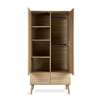 Quax Flow 2 Door Wardrobe in Honey Ash — interior storage detail